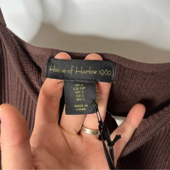 NWT House of Harlow 1960 Brown Ribbed Midi Bodycon Tank Top Dress Size Small - Picture 8 of 12